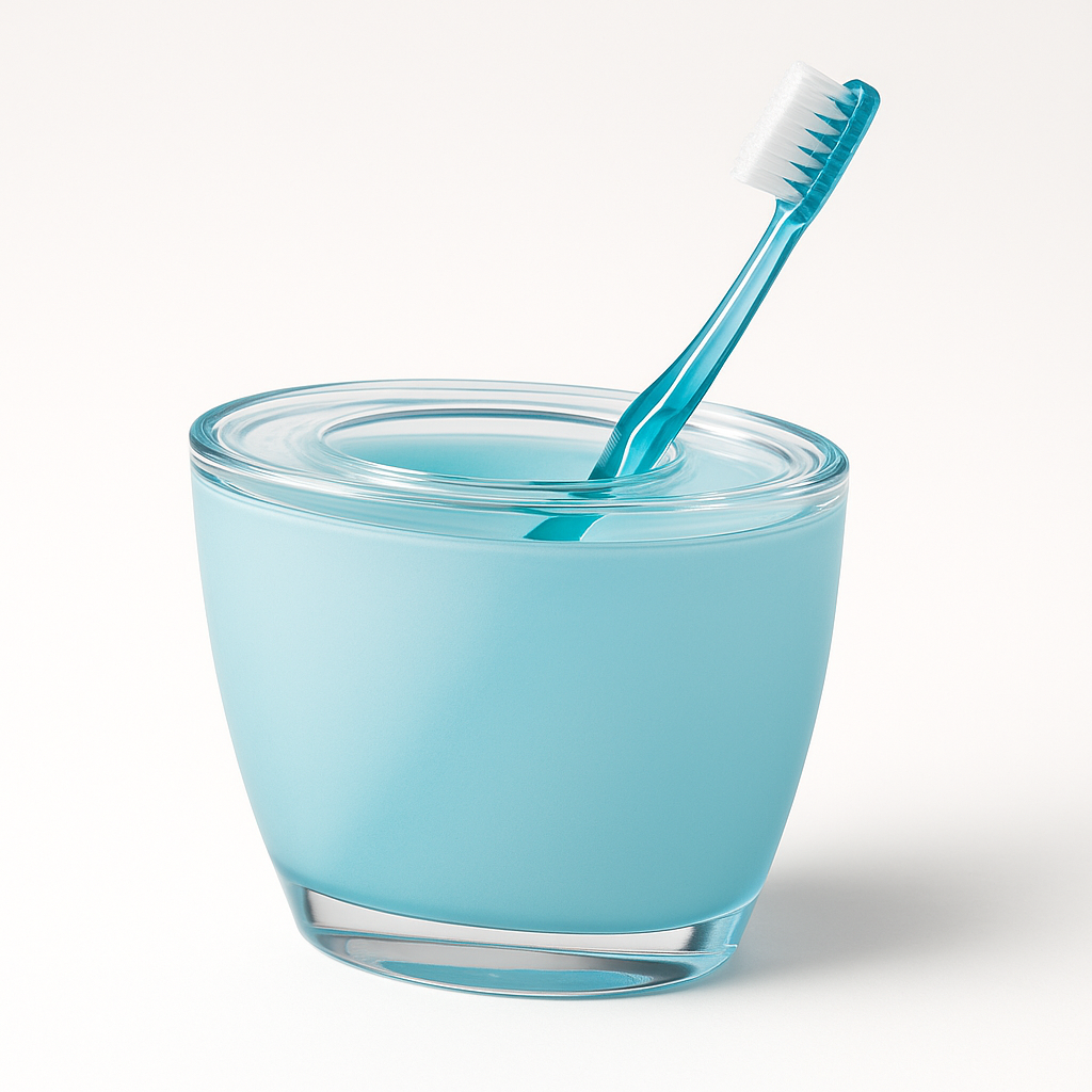 Oval Toothbrush Holder Blue Acrylic Lightweight Compact Bathroom Organiser - Image 2