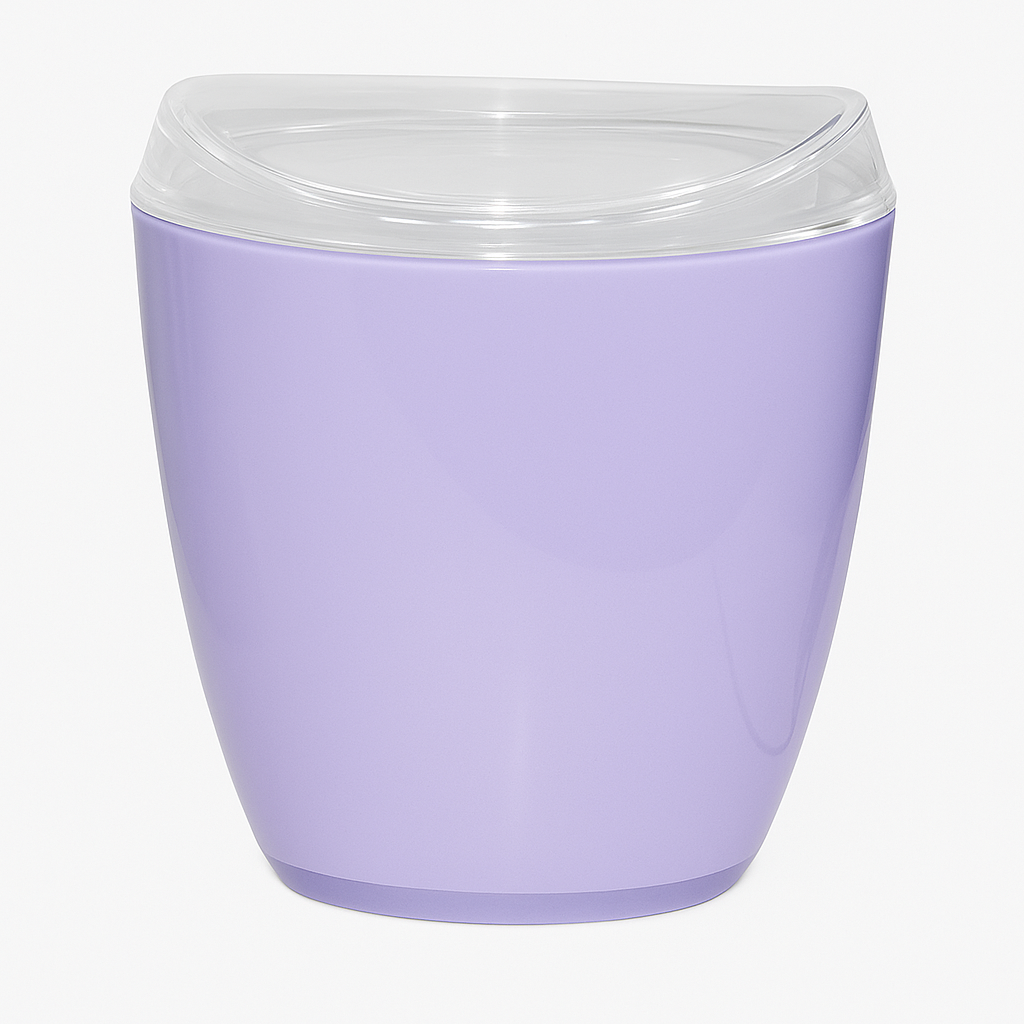 Oval Swing Top Waste Rubbish Bin Acrylic Lightweight Compact Bathroom Office in Purple - Image 2