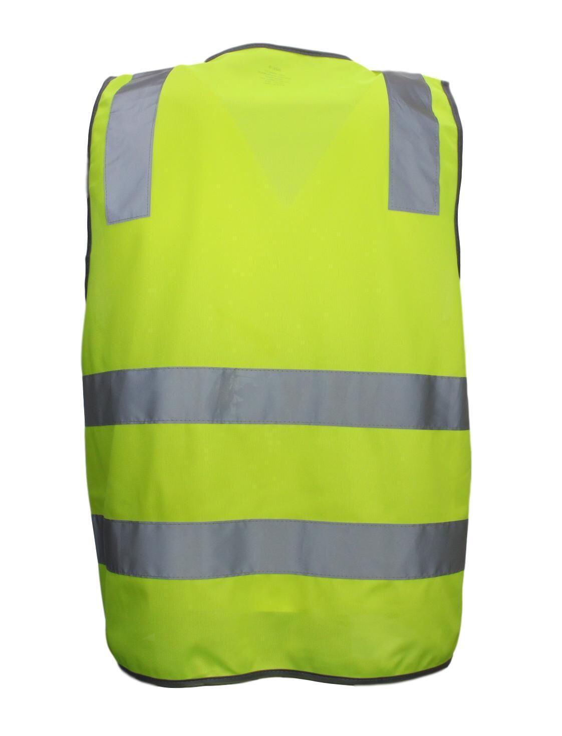 Hi Vis Safety Vest Reflective Tape Zip Up Workwear Pocket High Visibility in Yellow - M - Image 2