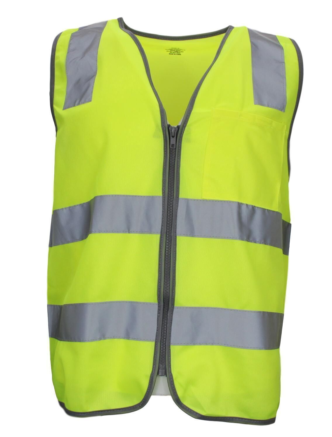 Hi Vis Safety Vest Reflective Tape Zip Up Workwear Pocket High Visibility in Yellow - M - Image 5