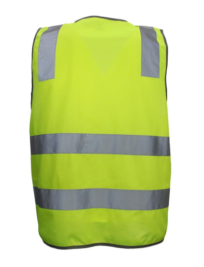 Hi Vis Safety Vest Reflective Tape Zip Up Workwear Pocket High Visibility in Yellow - M - Image 6