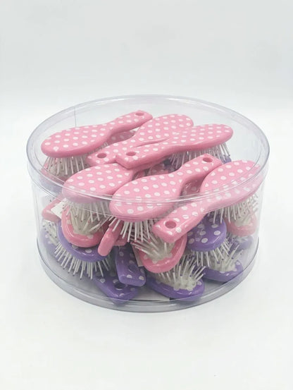 Kids Mini Polka Dot Mini Hairbrush 12.5cm in Assorted Colours - Pack of 24 - Image 3