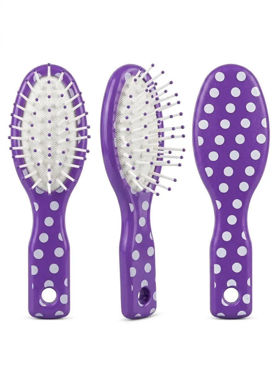 Kids Mini Polka Dot Mini Hairbrush 12.5cm in Assorted Colours - Pack of 24 - Image 5