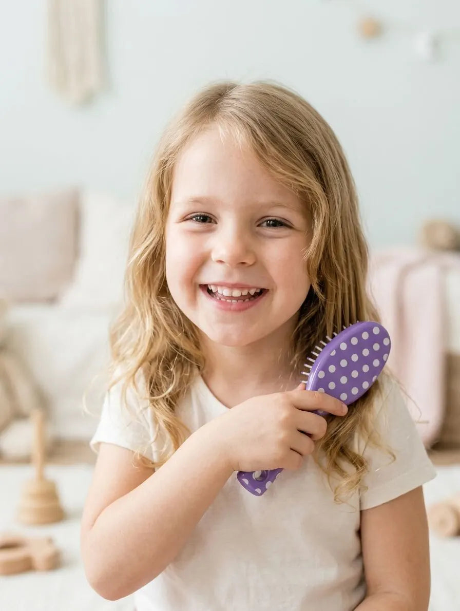 Kids Mini Polka Dot Mini Hairbrush 12.5cm in Assorted Colours - Pack of 24 - Image 6
