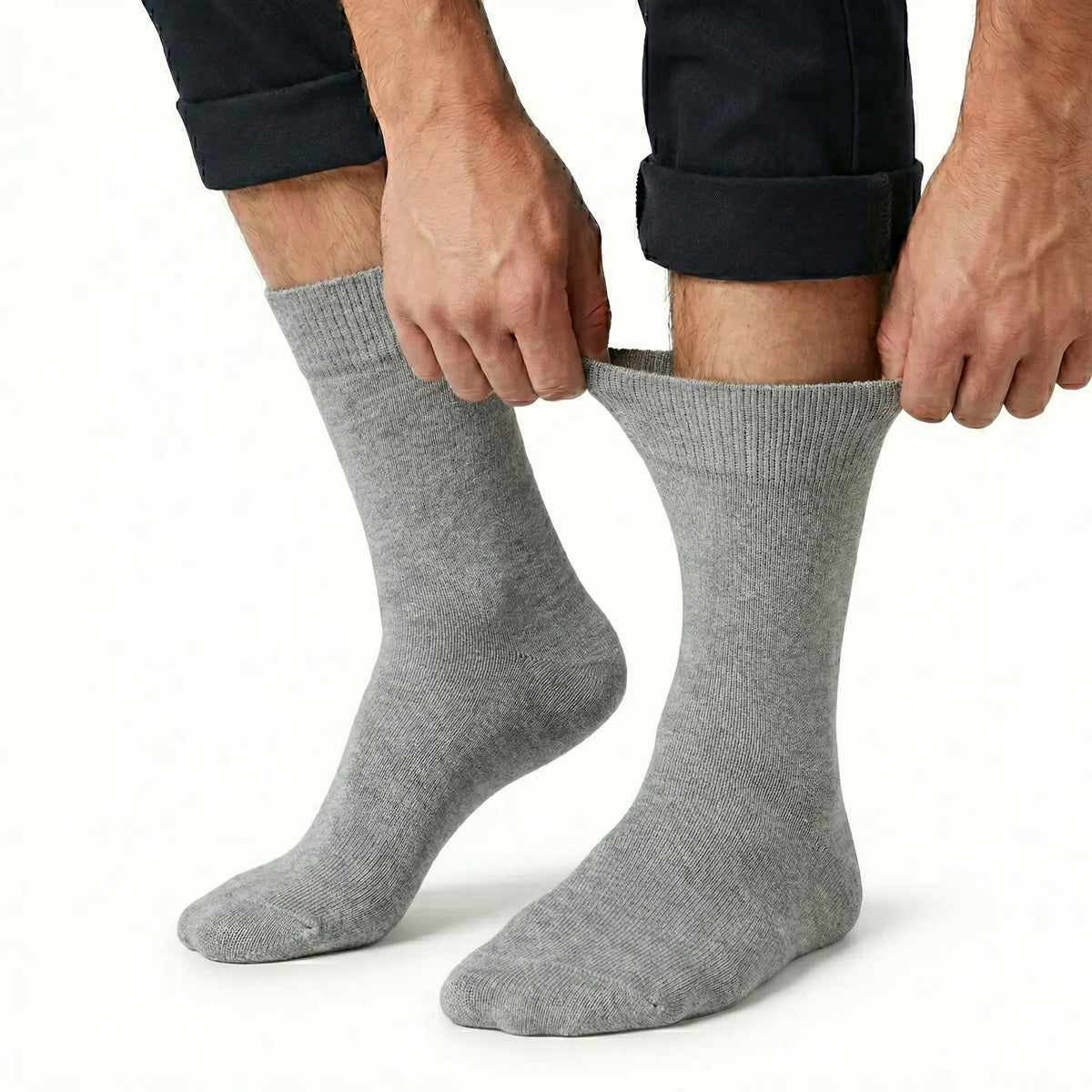 1x Pair COTTON Rich LOOSE TOP SOCKS Circulation Diabetic Comfort in Grey
