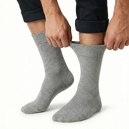 1x Pair COTTON Rich LOOSE TOP SOCKS Circulation Diabetic Comfort in Grey