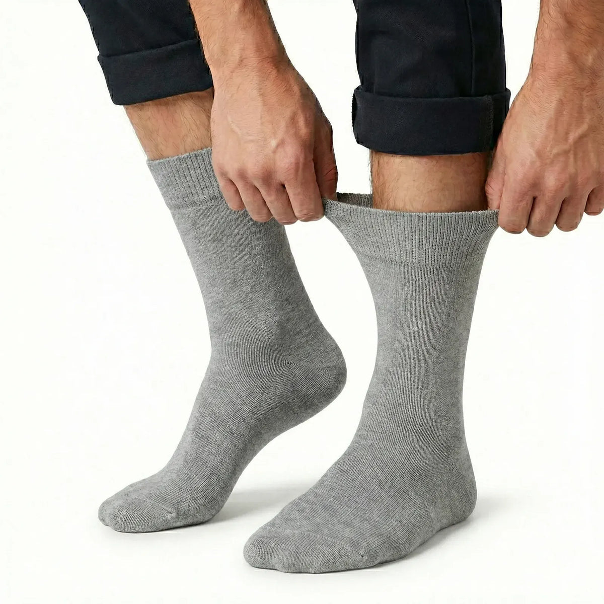 1x Pair COTTON Rich LOOSE TOP SOCKS Circulation Diabetic Comfort in Grey - Image 2