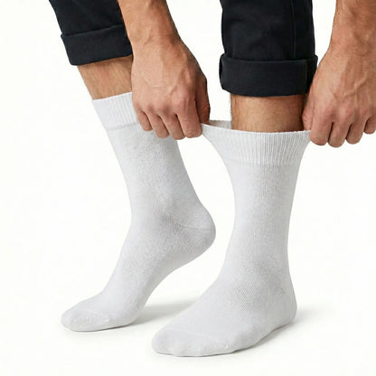 1x Pair COTTON Rich LOOSE TOP SOCKS Circulation Diabetic Comfort in White - Image 2
