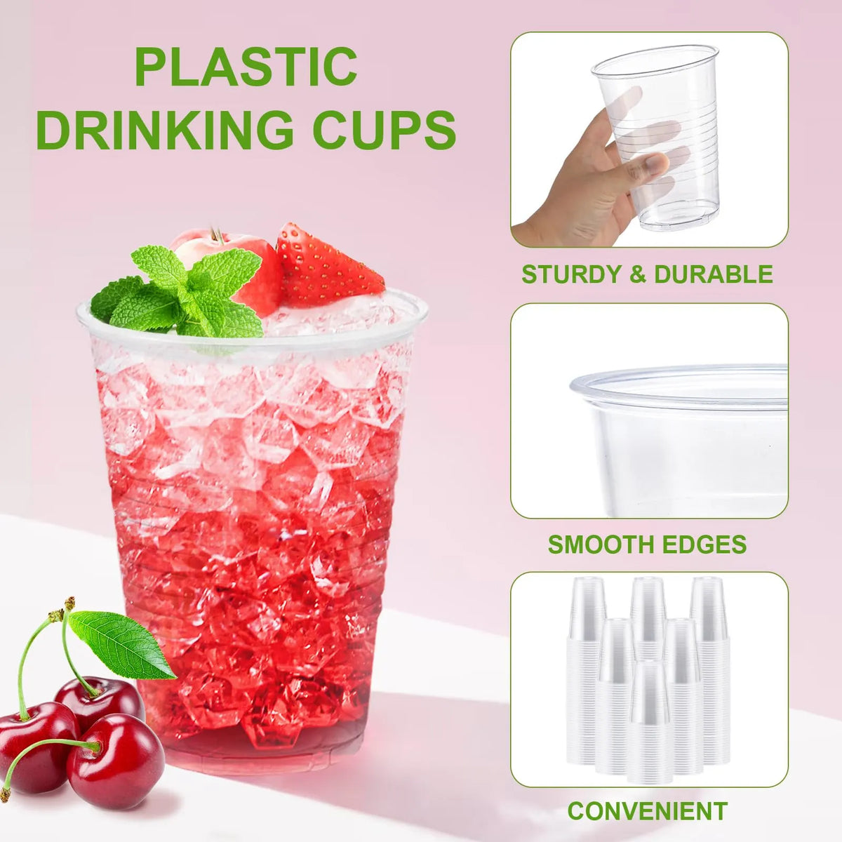 1200x 9oz (266ml) Premium Plastic Clear Cups Extra Strong PET BPA Free - Image 4
