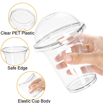432x 14oz (420ml) Premium Plastic Clear Cups BPA Free - with Dome Lids - Image 4