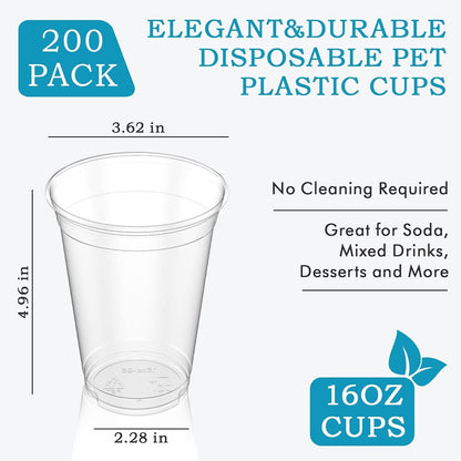 540x 16oz (480ml) Premium Plastic Clear Cups Extra Strong PET BPA Free - Image 3