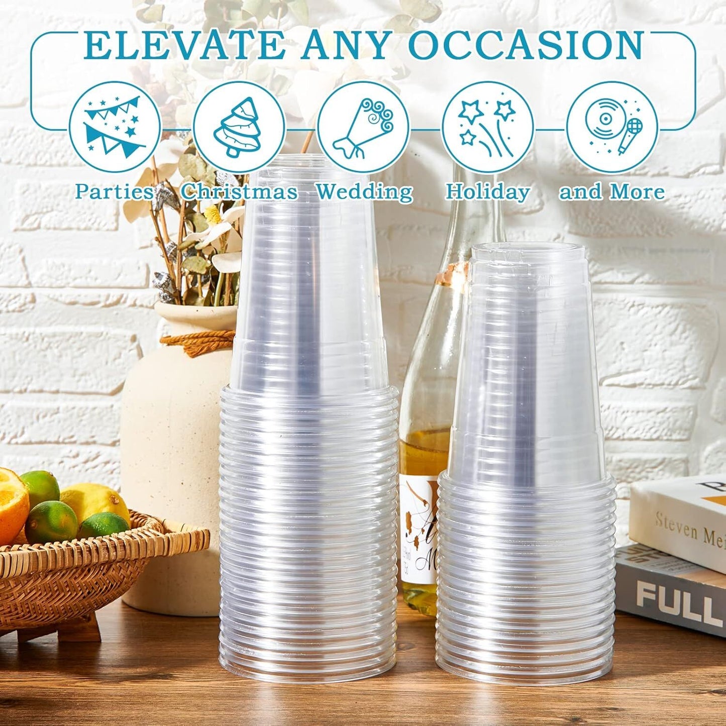 540x 16oz (480ml) Premium Plastic Clear Cups Extra Strong PET BPA Free - Image 6