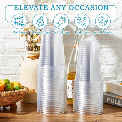 540x 16oz (480ml) Premium Plastic Clear Cups Extra Strong PET BPA Free - Image 6