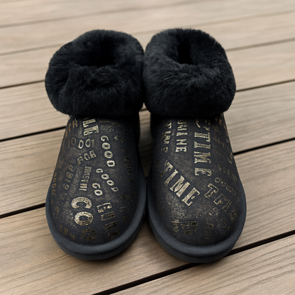 Womens Australian Sheepskin Wool Fur Mini UGG Ankle Boots in Gold Black - 5 - Image 6