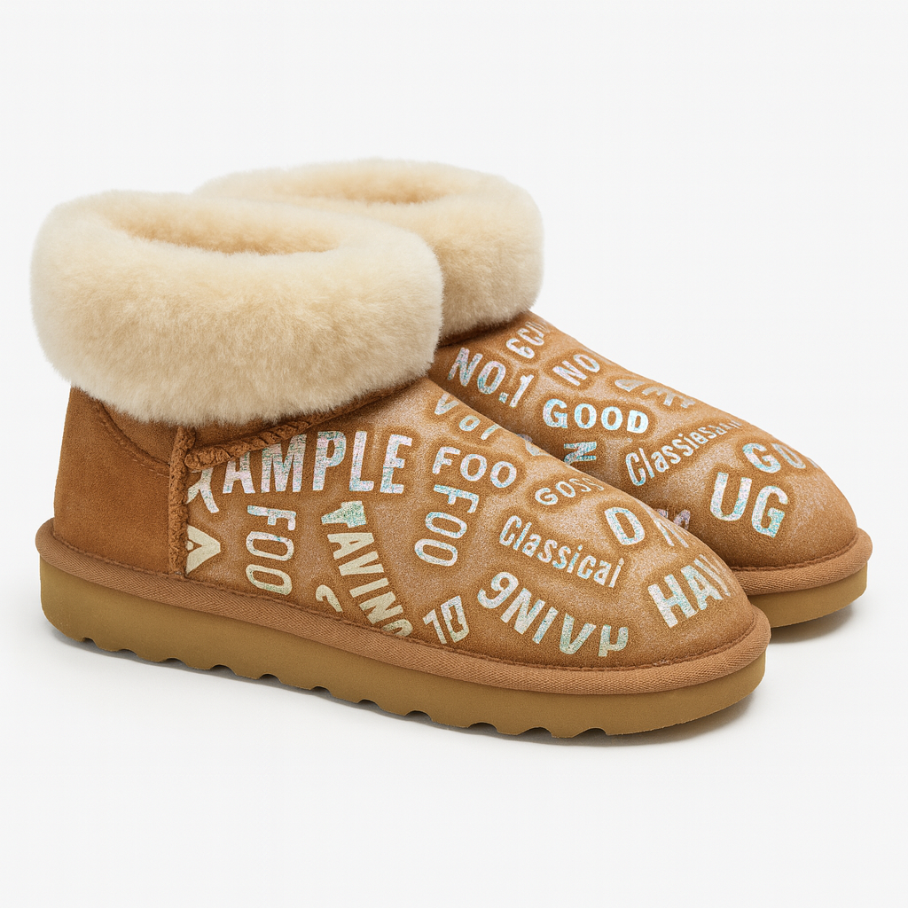 Womens Australian Sheepskin Wool Fur Mini UGG Ankle Boots in Metallic Chestnut - 6 - Image 2
