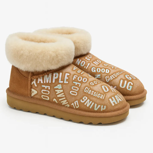 Womens Australian Sheepskin Wool Fur Mini UGG Ankle Boots in Metallic Chestnut - Image 2