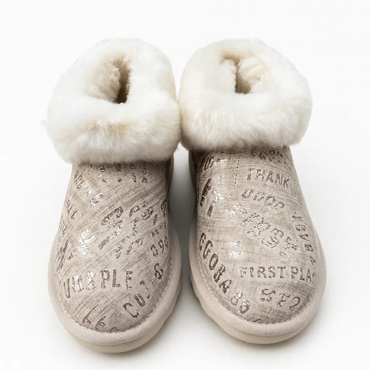 Womens Australian Sheepskin Wool Fur Mini UGG Ankle Boots in Gold Sand - Image 4