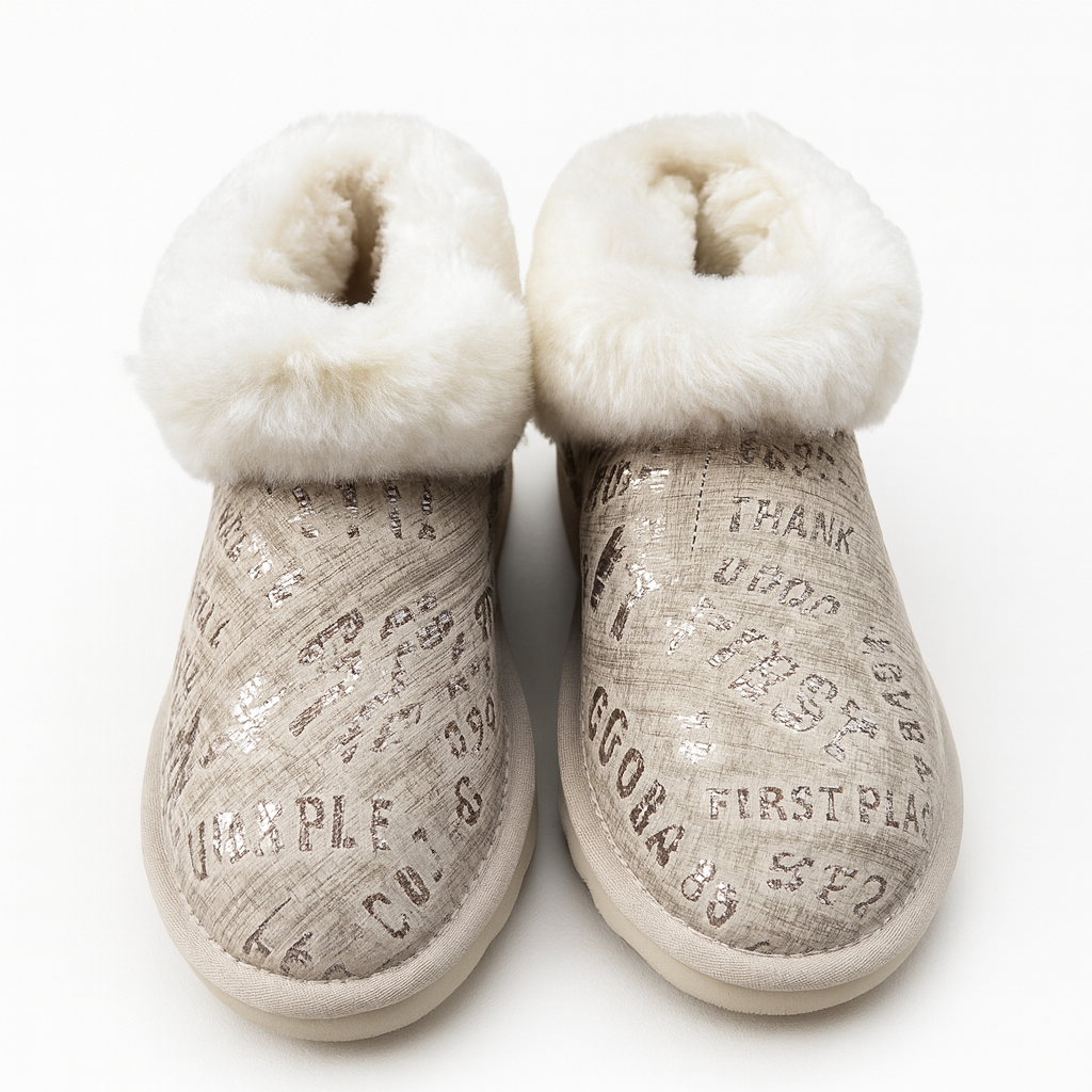 Womens Australian Sheepskin Wool Fur Mini UGG Ankle Boots in Gold Sand - 7 - Image 4