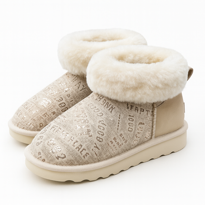 Womens Australian Sheepskin Wool Fur Mini UGG Ankle Boots in Gold Sand - 7 - Image 5