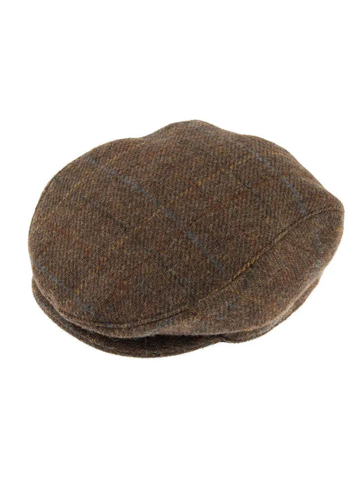 DENTS Abraham Moon Tweed Flat Cap Wool Ivy Hat Driving Cabbie Quilted - Chestnut - Image 4
