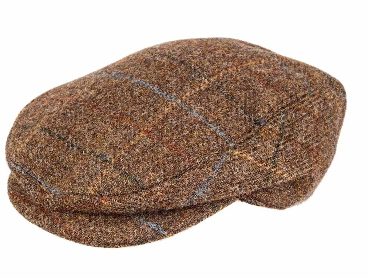 DENTS Abraham Moon Tweed Flat Cap Wool Ivy Hat Driving Cabbie Quilted - Chestnut - Image 7