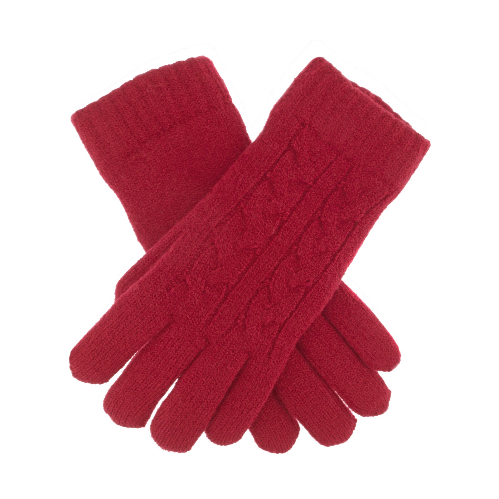 Dents Womens Cable Knit Gloves in Berry - Image 2
