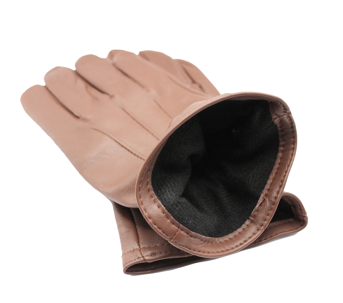 Dents Mens Genuine Full Grain Leather Gloves 3 Point Stitch Fleece Lined Warm Winter - Cognac - Small - Image 4