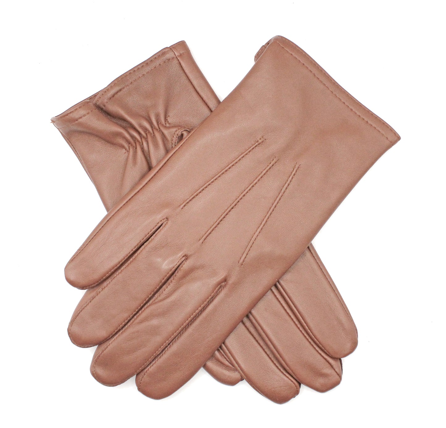 Dents Mens Genuine Full Grain Leather Gloves 3 Point Stitch Fleece Lined Warm Winter - Cognac - X-Large - Image 2