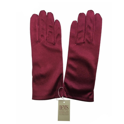 DENTS Wrist Length Satin Evening Gloves Wedding Stretch Formal Bridal in Wine Red - Image 2