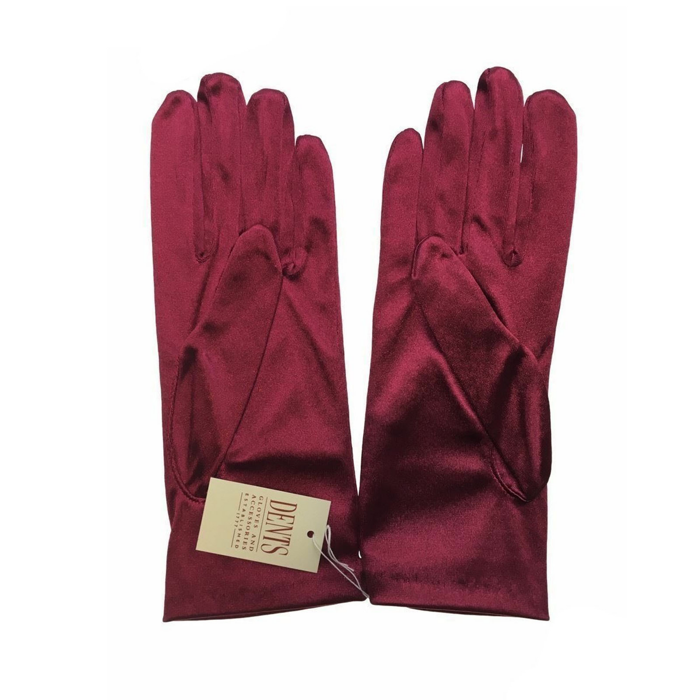 DENTS Wrist Length Satin Evening Gloves Wedding Stretch Formal Bridal in Wine Red - Image 3