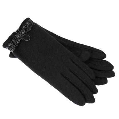 DENTS Womens Soft Feel Fleece Gloves w/ Ruffle Cuff & Button - Black - One Size - Image 2