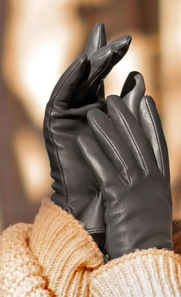 Dents Womens Classic Leather Gloves Winter Warm Soft Smooth Grain - Black - Image 6