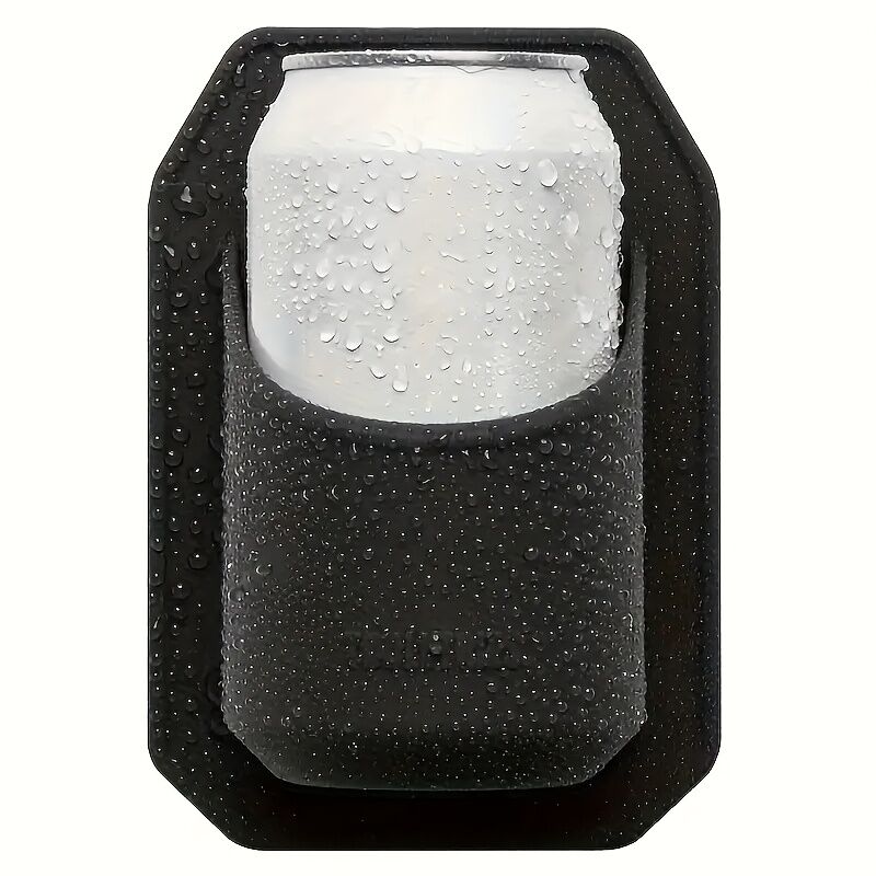Silicone Shower Beer Holder Wall Mounted Beverage Can Rack Self Adhesive in Black - Image 2