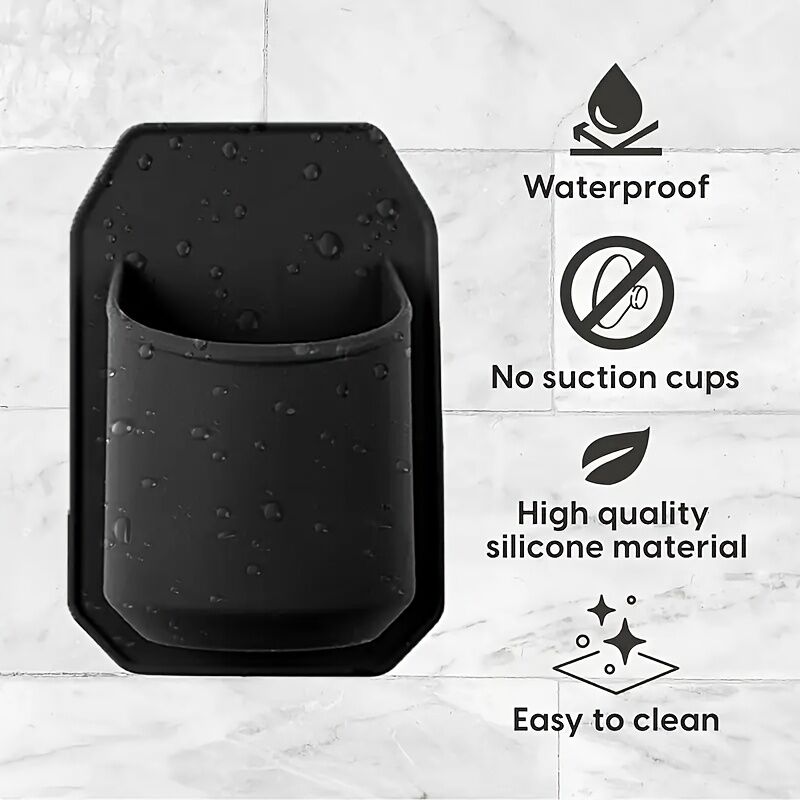 Silicone Shower Beer Holder Wall Mounted Beverage Can Rack Self Adhesive in Black - Image 6