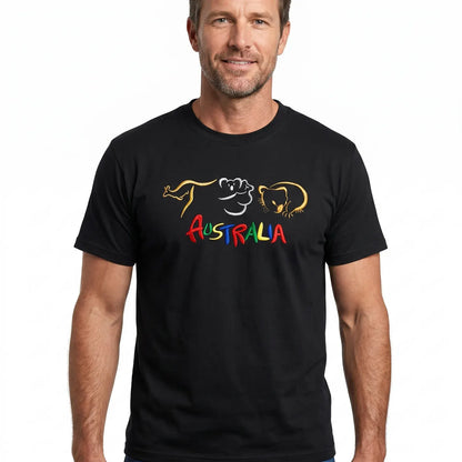 Adult Australia T Shirt Kangaroo Koala 100% Cotton Souvenir Tee Top - Black - Image 4