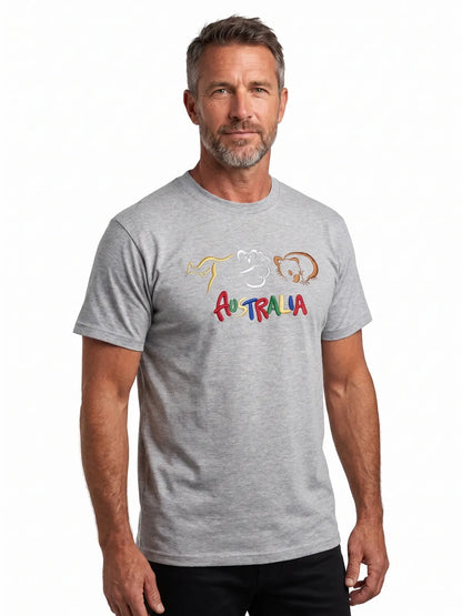 Adult Australia T Shirt Kangaroo Koala 100% Cotton Souvenir Tee Top - Grey - Image 4
