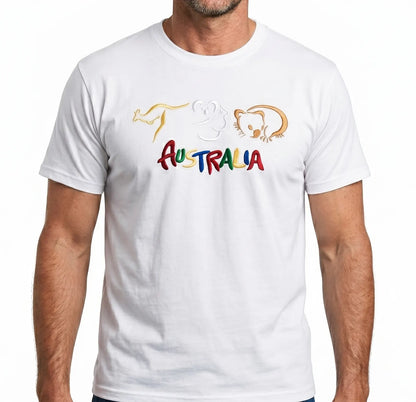 Adult Australia T Shirt Kangaroo Koala 100% Cotton Souvenir Tee Top - White - Image 2