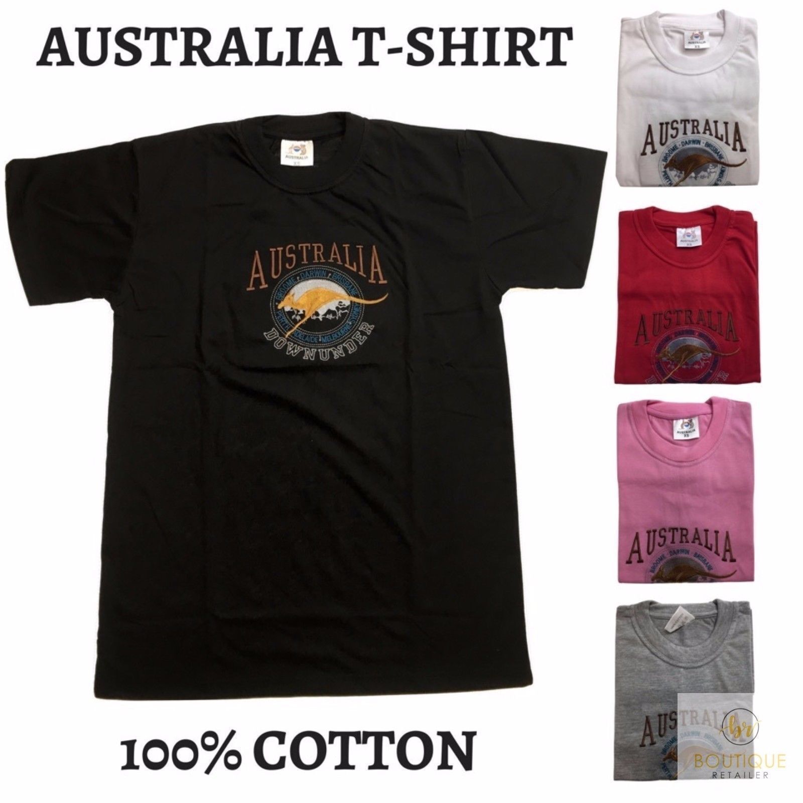 Adult Australia Kangaroo T Shirt Australia Day Souvenir Tee Top 100% Cotton - Pink - XL - Image 2