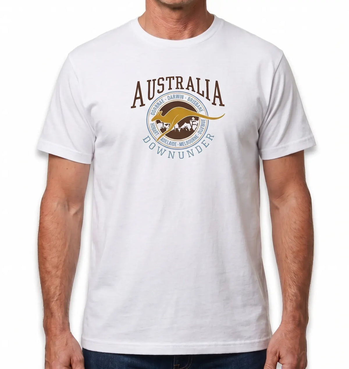 Adult Australia Kangaroo T Shirt Australia Day Souvenir Tee Top 100% Cotton - White