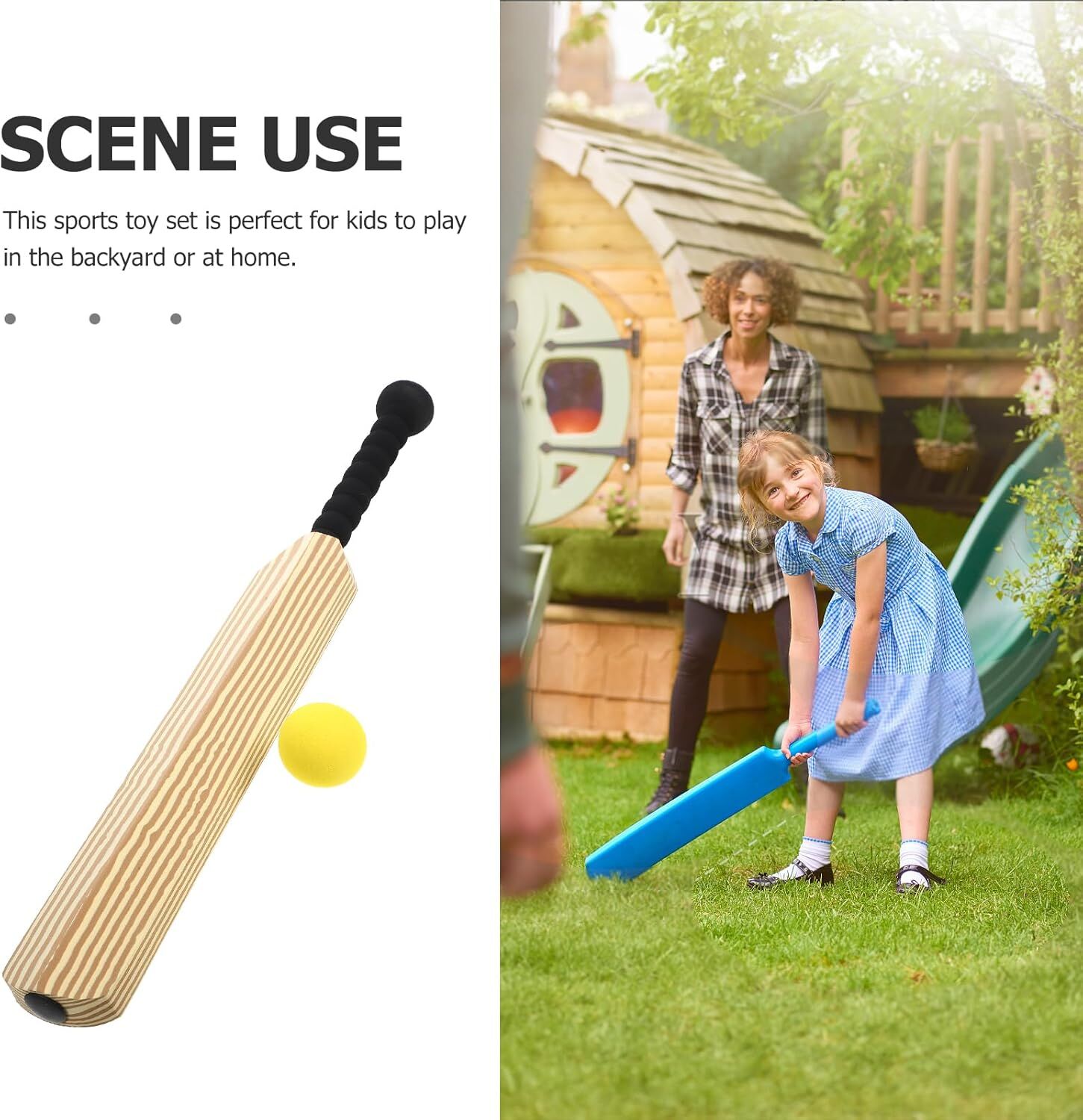 Kids Soft Foam Sturdy Cricket Bat & Ball Set 58cm Backyard Beach Sports Toy Kit - Image 6