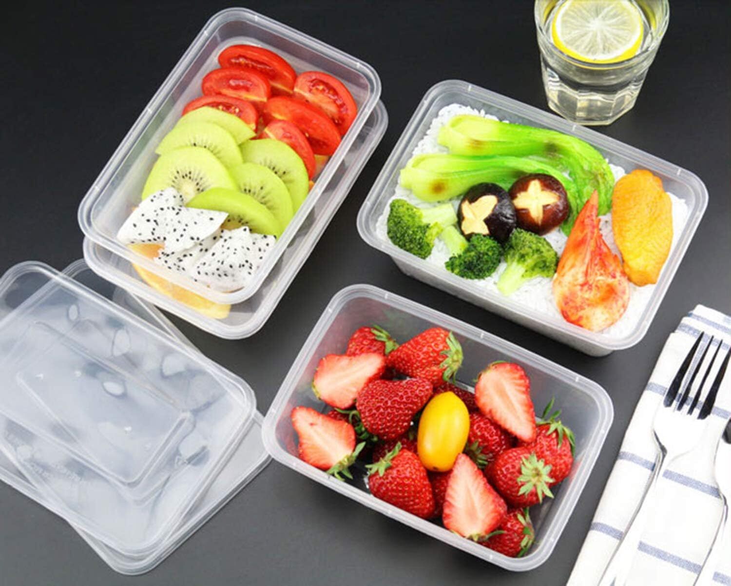 500pcs 350ml Reusable Food Containers Plastic Meal Prep Storage w/Lids - BPA Free (145*100*40mm) - Image 3