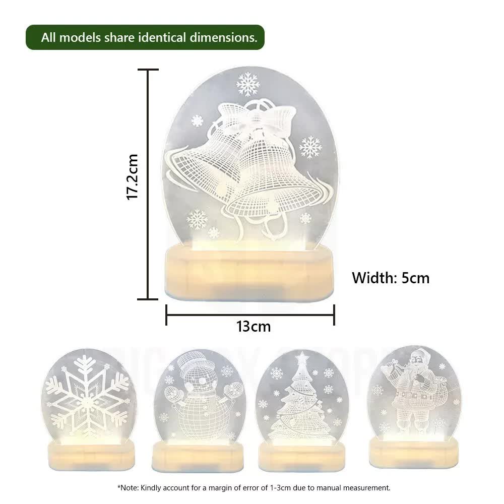 CarolCraft Christmas LED Acrylic USB Lamp Set of 5 Decoration Ornament Xmas Gift - Image 4