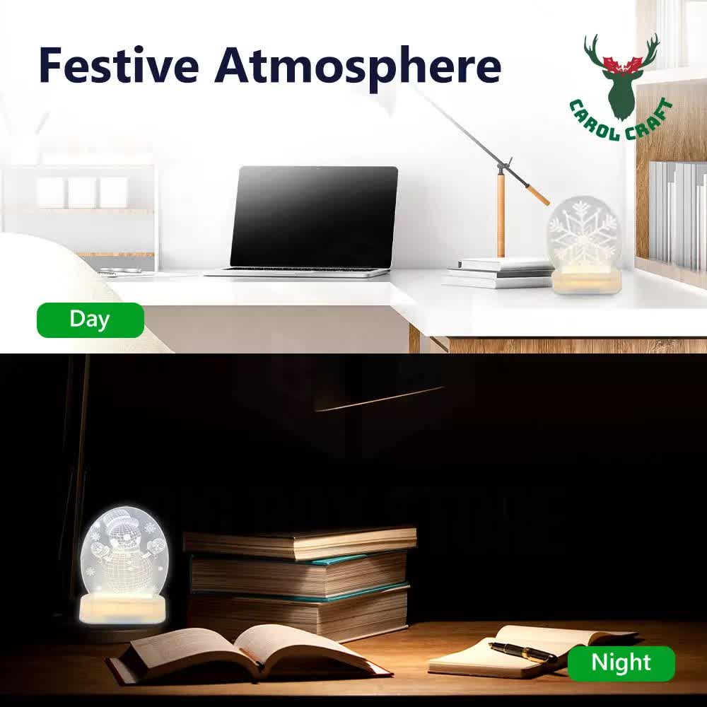 CarolCraft Christmas LED Acrylic USB Lamp Set of 5 Decoration Ornament Xmas Gift - Image 8
