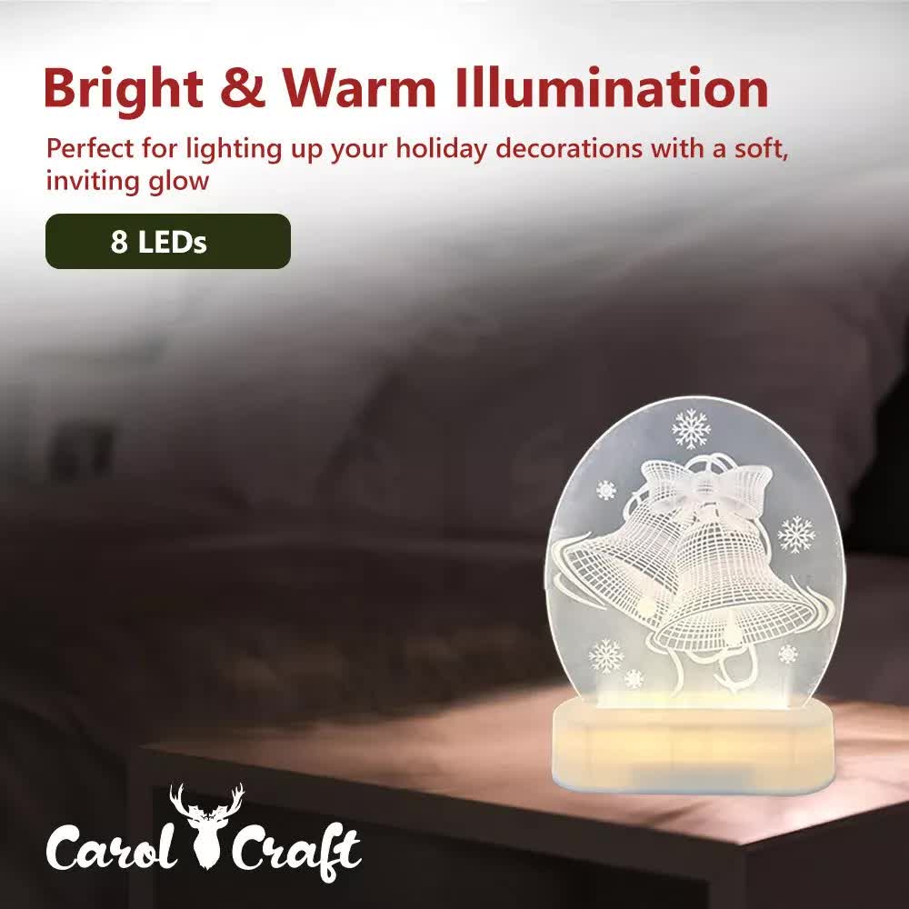 CarolCraft Christmas LED Acrylic USB Lamp Set of 5 Decoration Ornament Xmas Gift - Image 9