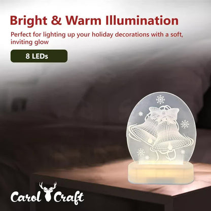 CarolCraft Christmas LED Acrylic USB Lamp Set of 5 Decoration Ornament Xmas Gift - Image 9