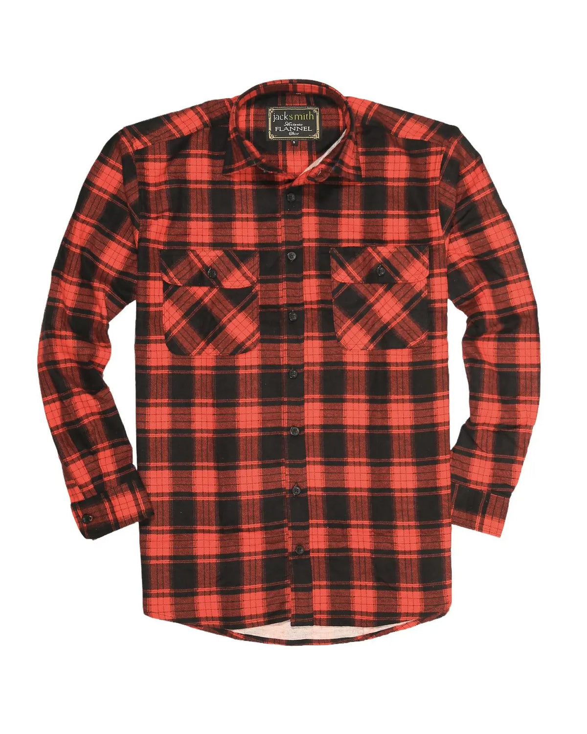 Mens Flannelette Long Sleeve Shirt 100% Cotton Check Authentic Flannel - Full Placket - Red - Image 6
