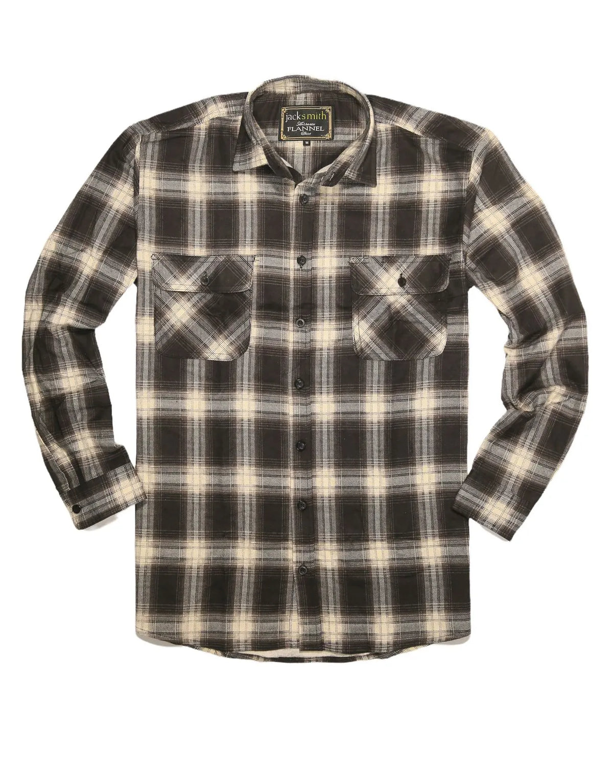 Mens Flannelette Long Sleeve Shirt 100% Cotton Check Authentic Flannel - Full Placket - Black - Image 5