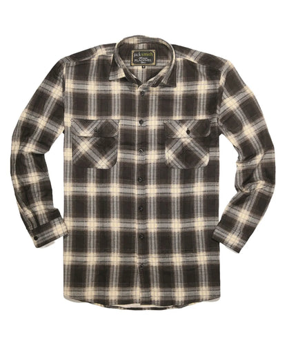 Mens Flannelette Long Sleeve Shirt 100% Cotton Check Authentic Flannel - Full Placket - Black - Image 5