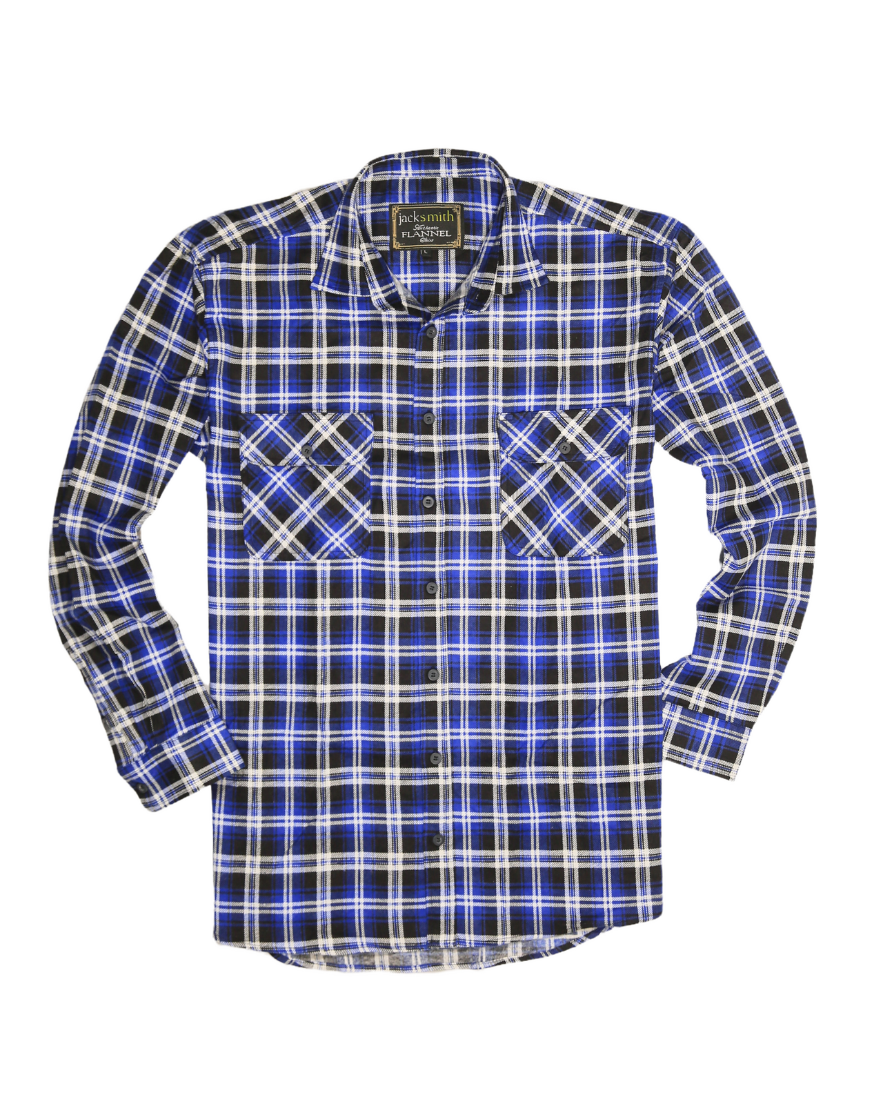 Mens 100% Cotton Flannelette Shirt Long Sleeve Check Authentic Flannel - Denim - 9XL - Image 4