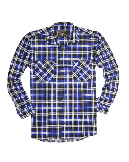 Mens 100% Cotton Flannelette Shirt Long Sleeve Check Authentic Flannel - Denim - 9XL - Image 4